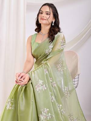 Pista jimmi choo c sequins embroidery work ethnic party saree 3