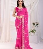 Pink georgette c sequins c designer bollywood saree