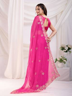 Pink georgette c sequins c designer bollywood saree 2