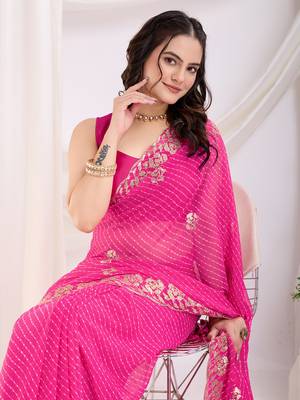 Pink georgette c sequins c designer bollywood saree 3