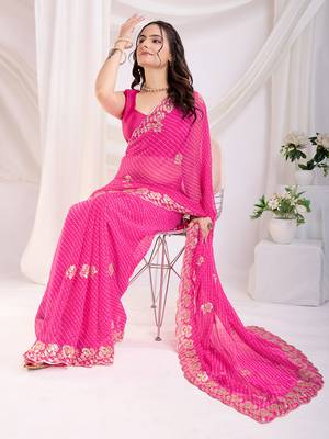 Pink georgette c sequins c designer bollywood saree 5