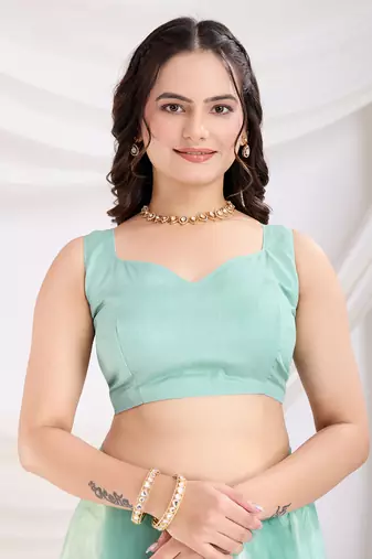 Sea green soft net c thread embroidery work girlie partywear saree