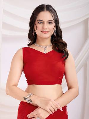 Maroon soft net c thread embroidery work girlie partywear saree 4