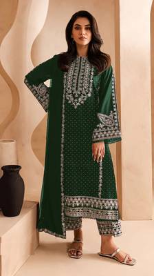 Green embroidered georgette salwar suit 1