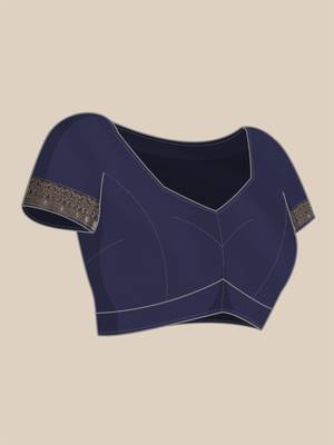 navy blue jacquard silk blend golden zari woven banarasi patola saree 6