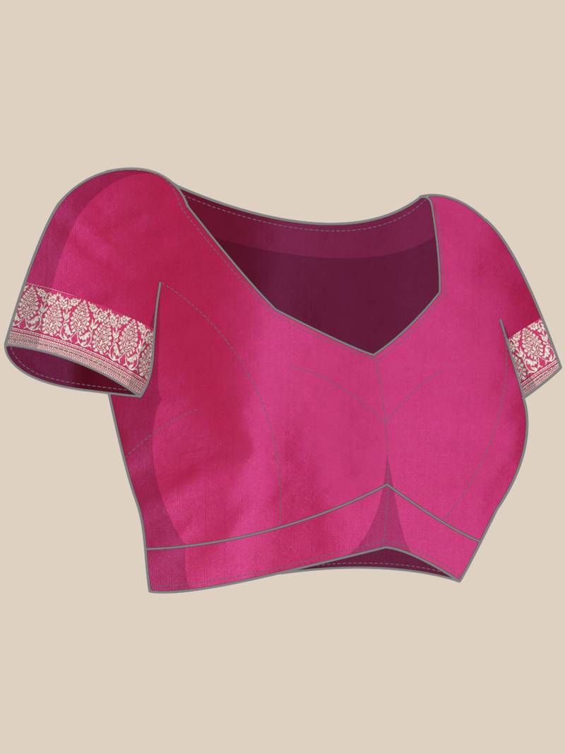 pink jacquard silk blend golden zari woven banarasi patola saree with blouse piece