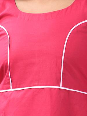Fuchsia cotton solid fit & flared ethnic dress 4