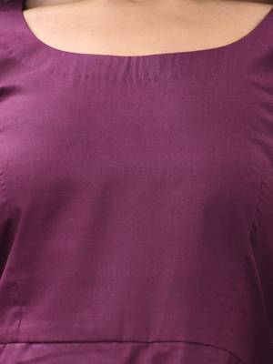 Purple cotton solid fit & flared ethnic dress 4