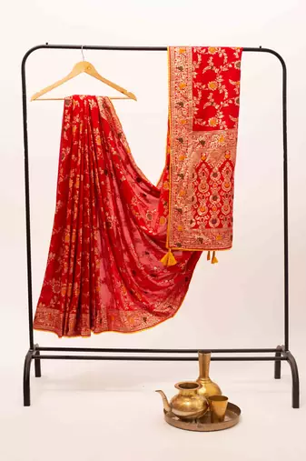 Red banarasi art silk saree