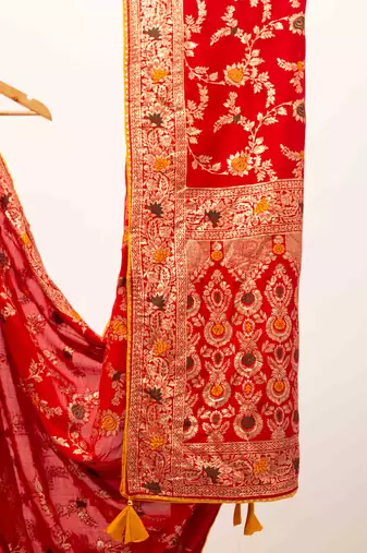 Red banarasi art silk saree