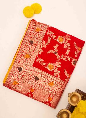 Red banarasi art silk saree 1