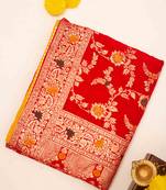 Red banarasi art silk saree