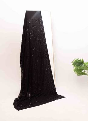 Black georgette floral embroidered saree 3