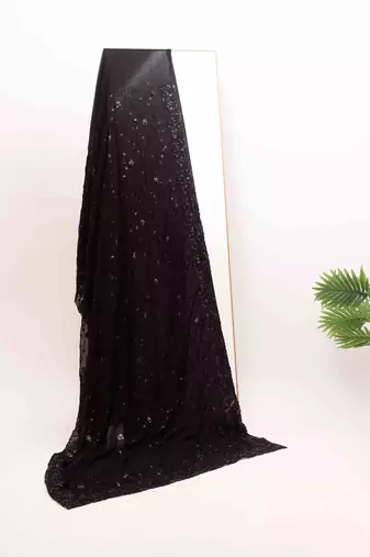 Black georgette floral embroidered saree