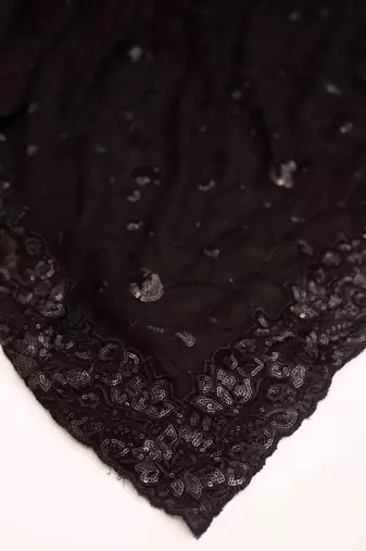 Black georgette floral embroidered saree