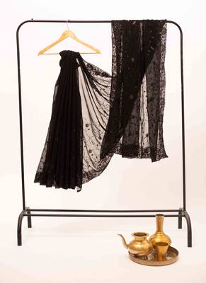 Black georgette floral embroidered saree 5