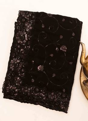 Black georgette floral embroidered saree 1