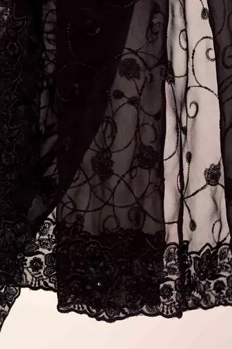 Black georgette floral embroidered saree