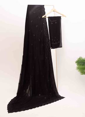 Balck georgette sequins embroidered saree 1