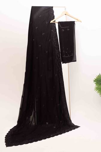 Balck georgette sequins embroidered saree