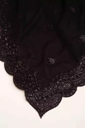 Balck georgette sequins embroidered saree