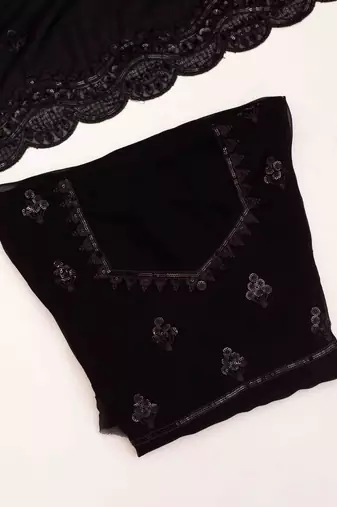 Balck georgette sequins embroidered saree