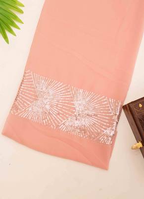 Sequined diamond pattern baby pink saree 6