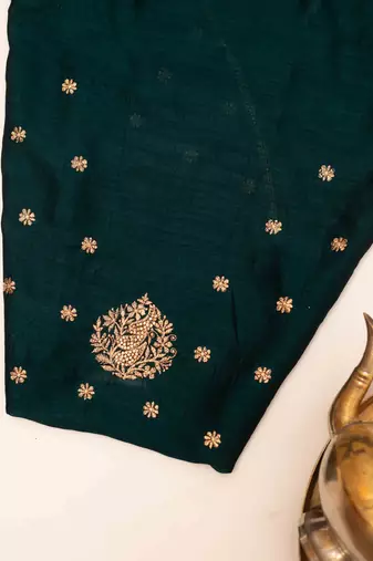 Teal embroidered saree