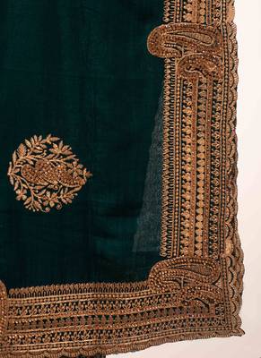 Teal embroidered saree 6