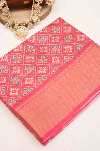 Pink patola art silk saree