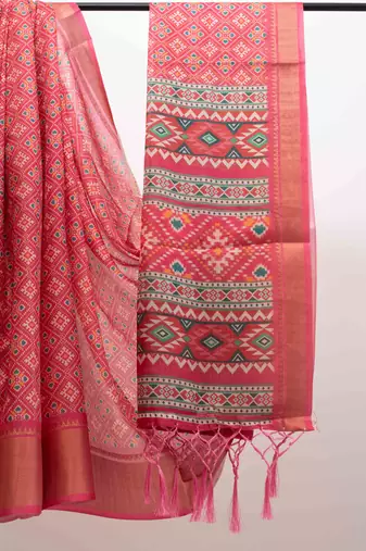 Pink patola art silk saree