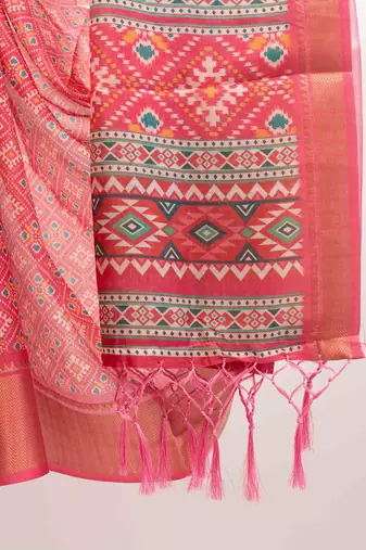 Pink patola art silk saree
