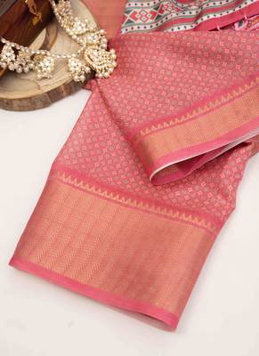 Pink patola art silk saree 6