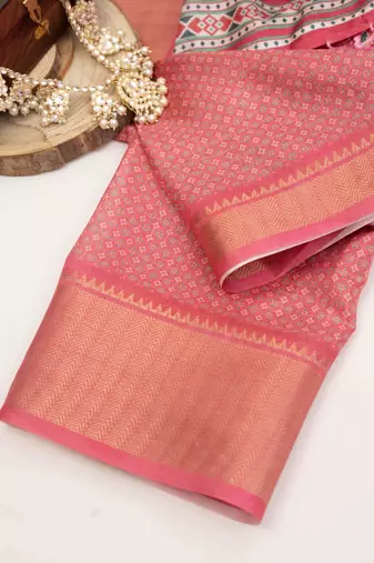 Pink patola art silk saree