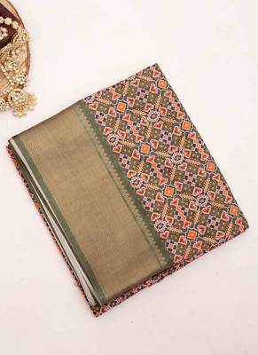 Mehendi patola art silk saree 3