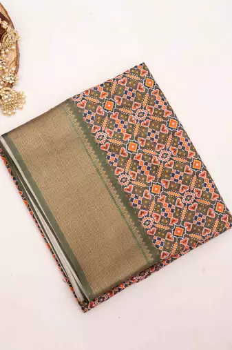 Mehendi patola art silk saree