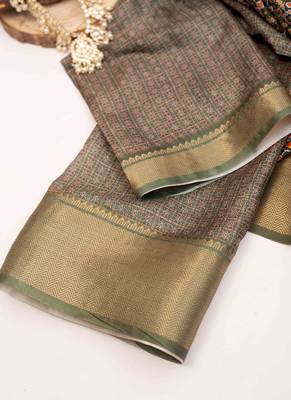Mehendi patola art silk saree 6