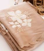 Elegant beige sequin embroidered saree