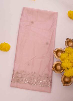 Pink satin embroidered saree 4