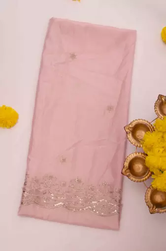 Pink satin embroidered saree