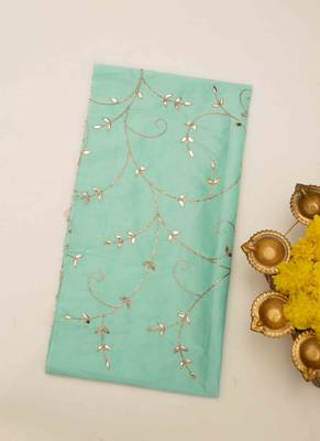 Blue embroidered satin saree 6