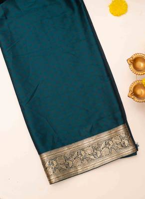Teal zari woven artsilk saree 5