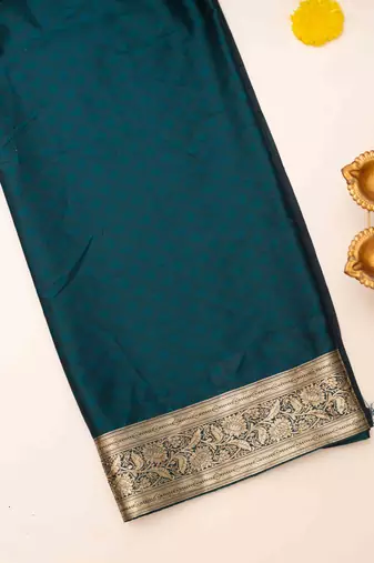 Teal zari woven artsilk saree