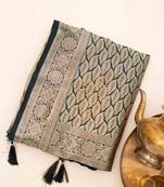 Teal bloom artsilk saree