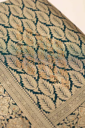 Teal bloom artsilk saree
