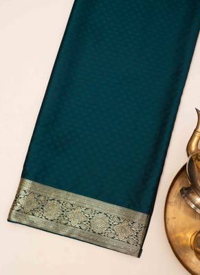 Teal bloom artsilk saree 6