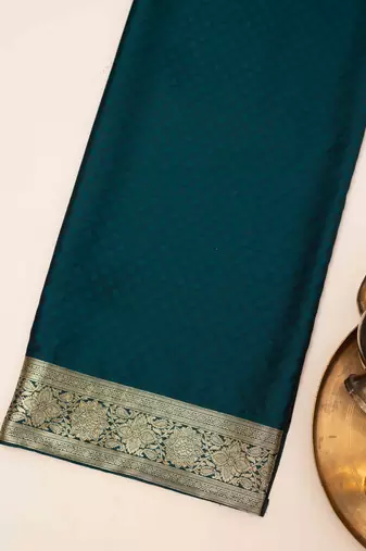 Teal bloom artsilk saree