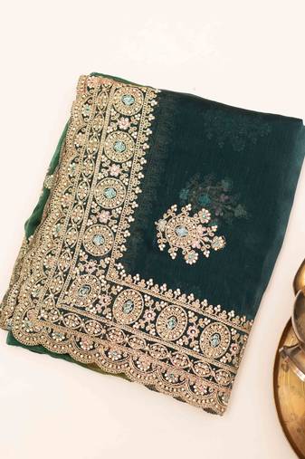 Emerald crepe saree