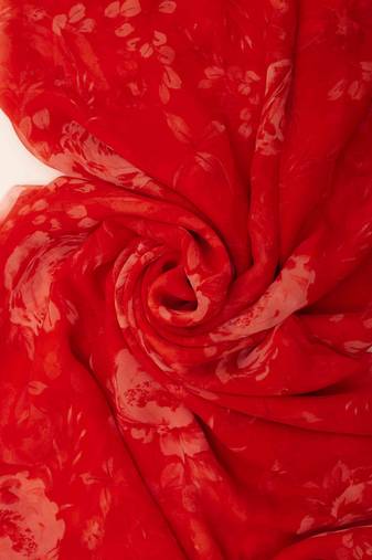 Ruby rose floral print chiffon saree