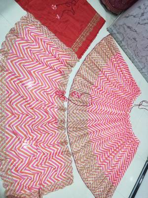 Red & Pink Digital Print with Sequin Codding Embroidered Georgette Semi Stitched Lehenga Choli 5
